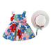 ZHAGHMIN Girls Spring Dresses Girls Floral Bowknot Hat Dress Set Sleeveless Baby 6M-3Y Suspenders Princess Printed Girls Dresses Dresses Girls Dress Overalls for Toddler Girls Toddler Baby Girl Clot