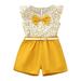 ZHAGHMIN 3T Girl Clothes Kids Toddler Baby Girls Ruffled Sleeve Bowknot Flower Print Tops Solid Shorts Pant Outfits Set Baby Blankets Set for Girls New Born Baby Girl Clothes Girls Baby Clothes Girl