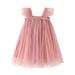 ZHAGHMIN Girls Dresses Maxi Toddler Girls Fly Sleeve Solid Tulle Princess Dress Dance Party Dresses Clothes 12 Year Girls Dress School Dance Dresses for Girls Girls Christmas Sweater Dress Plaid For