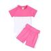 ZHAGHMIN Girls Cute Tops Toddler Kids Baby Unisex Summer Tshirt Shorts Soft Patchwork Cotton 2Pc Sleepwear Outfits Clothes Cute Pants for Teens Girls Fall Outfits for Baby Girls Teen Girl Crop Tops