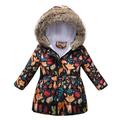 Herrnalise Toddler Baby Boys Girls Cartoon Print Jacket Hoodies Tops For Kids Winter Thick Warm Windproof Plush Collar Coat Outwear