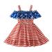 ZHAGHMIN Girls Spring Dresses Size 7-8 Toddler Girls Sleeveless Independence Day Striped Printed Dress 4Th Of July Kids Ruffles Princess Dresses Girls Clothes 5 Years Old Frocks Girls 3_4Years Chris