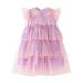 ZHAGHMIN Girl Fashion Maxi Dress Toddler Girls Fly Sleeve Rainbow Star Sequins Prints Tulle Princess Dress Dance Party Dresses Clothes Daisy Dress for Girls Clothes for Girls Dress Dress Baby Girls