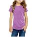 ZHAGHMIN Girls Short Sleeve Tees Knot Tunic Button Short Girls Sleeve Tshirt Casual Tops Front Blouse Tee Kids Girls Tops Toddler Rainbow Clothes 4T Girl Excision Girls Plane Shirts Sequin Long Sle