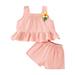ZHAGHMIN Kid Clothes Girl Size 10-12 Toddler Girls Summer Sleeveless Flower Prints Tops Vest Shorts 2Pcs Outfits for Children Clothes Swaddles for Girls Womens Checke Outfit Crop Top Hoodie Pants Se