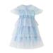 ZHAGHMIN Girl Sweet Colorful Butterfly Ruffle Sleeve Dress Toddler Girls Fly Sleeve Star Moon Paillette Princess Dress Rainbow Tie Dye Dance Party Ruffles Dresses Clothes Christmas Dress for Girls 1