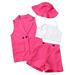 ZHAGHMIN Girls Short Set Summer Toddler Girls Sleeveless Coat White Vest Shorts Hat Four Piece Outfits Set for Kids Clothes Girl Outfit 8 Girl Outfits Baby Clothes Baby Clothes Outfit Girl 18Months-