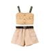 ZHAGHMIN Close for Girls Toddler Baby Girls Clothes Letter Print Suspenders Shorts With Belt Cute Summer Short Set Girls Two Piece Set Baby Girl Christmas Clothes Set Matching Girl Clothes Shirt And