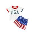 Gueuusu Summer Baby Boy 4th of July Clothes American Eagle Print Short Sleeve T-Shirt Top USA Flag Shorts Patriotic Outfit (eagle 6-12 Months)