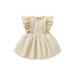 ELF Baby Girls Summer A-Line Dress Ruffle Trim Fly Sleeve Lace Patchwork Mesh Hem Princess Dress 3M-2Y