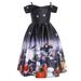 SDJMa Kids Child Girls Cartoon Printing Pageant Gown Halloween Party Princess Dress