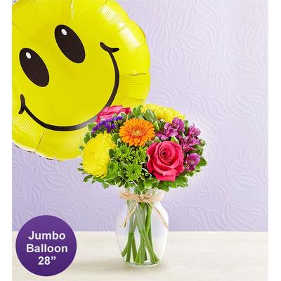 1-800-Flowers Flower Delivery Fields Of Europe Celebration W/ Jumbo Smile Balloon Small
