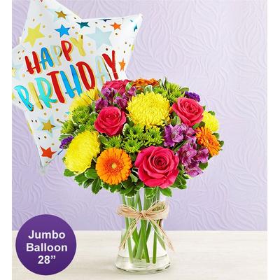 1-800-Flowers Everyday Gift Delivery Fields Of Europe Celebration W/ Jumbo Birthday Balloon Xl