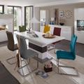 Libya Extendable Dining Table In White With 8 Paulo Chairs