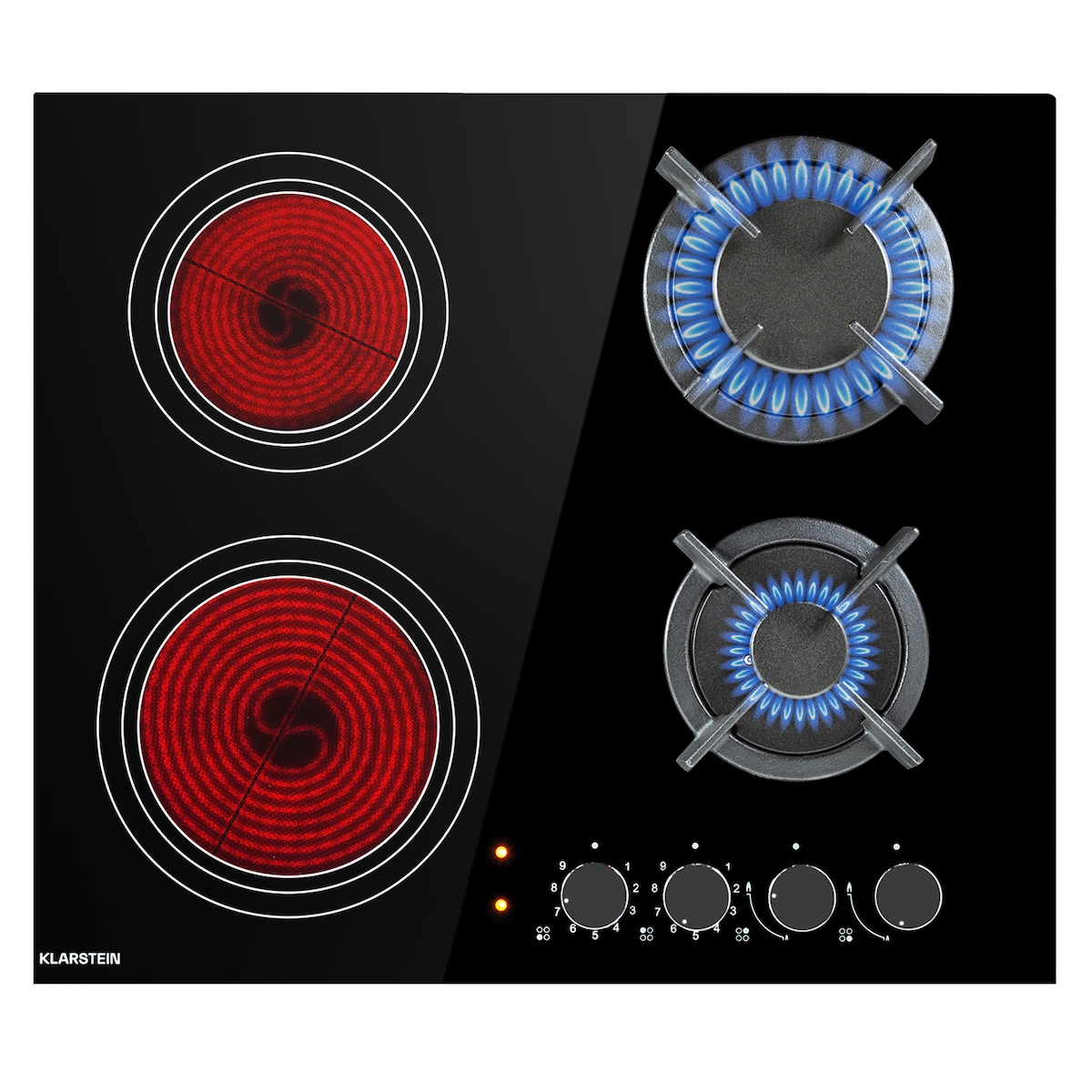Klarstein MultiChef 4 Kombi-Gaskochfeld Gas/Glaskeramik 4 Zonen Schwarz Image
