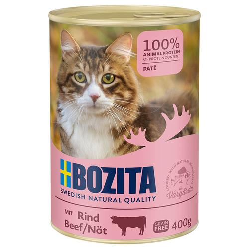 12 x 400 g Rind Pate Bozita Katzenfutter nass, 10+2 gratis!