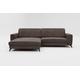 CAVADORE Ecksofa Bounce in Vintage-Leder-Optik / Eckcouch mit Longchair, Metallfüßen + Kopfteilverstellung / 290 x 88-108 x 178 / Mikrofaser, Dunkelgrau