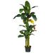 6' Triple Stalk Banana Silk Artificial Tree in Black Pot