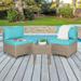 Maui 3-Piece Outdoor Conversation Set including Armless Sofa Seats and End Table in Natural Aged Wicker