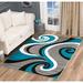 Glory Rugs Turquoise Area Rug 8x10 Gray Modern Swirls Carpet Bedroom Living Room Contemporary Dining Accent Sevilla Collection 4817A (Grey Turquoise)