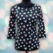 Disney Tops | Disney Minnie Mouse Polka Dot Women’s 3/4 Sleeve Shirt Top Size Xs | Color: Black/White | Size: Xs