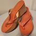 Coach Shoes | 5/9coachwomen's Orange Jorgina Embossed Tulip Patent Wedge Thong Sandals | Color: Orange | Size: 7.5