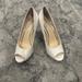 Jessica Simpson Shoes | Jessica Simpson White Peep Toe Textured Stiletto Heels | Color: White | Size: 7.5