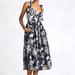 Anthropologie Dresses | Anthropologie Forever That Girl M 190$ Flounced Floral Midi Dress Medium Nwt | Color: Black/White | Size: M