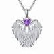 KINGWHYTE Guardian Angel Necklace Sterling Silver Angel Wings Necklace With Purple Heart Zircon Wings Pendant Necklace Angel Gifts for Women Girls Christmas Gifts