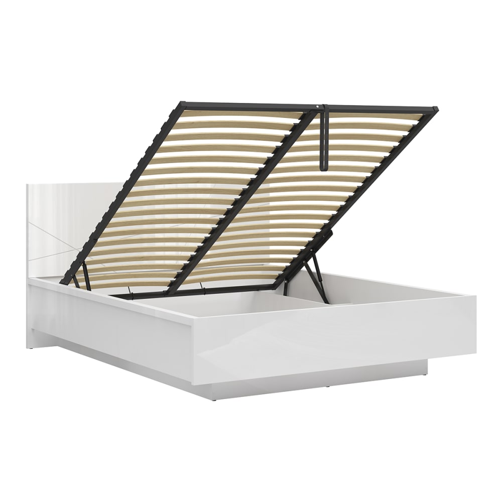 Lit coffre 160x200 sommier inclus stratifiés blanc