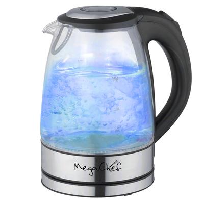 Stainless Steel 1.7 Liter Capacity Glass Tea Kettle with Electric Heating Base