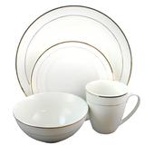 Dinnerware Double Gold Ring Set 16 Pieces