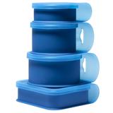 Silipint Silicone Go Go Bowls: Set Of 4: Deep Pool - Sizes: 10, 20, 30 oz & Sandwich Size - Unbreakable, Attached Lids - Multi