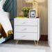 2/3-Drawer Nightstand with Metal Leg - Bedside Table - White End Table