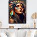 Design Art Colorful Native American Woman I - Graphic Art on Canvas Metal in Red | 40 H x 30 W x 1.5 D in | Wayfair FL57239-30-40-BK