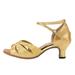 CBGELRT Womens Sandals Gold Little Women Sandals Women s Outdoor Rubber Sole 5.5 Cm Medium Heel Soft Sole Fashion Latin Dance Shoes Womenâ€™S Sandals