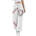 Women s Drawstring Baseball Print Casual Trousers Pants for Women Work Casual with Pockets Boot Cut Dress Pants for Women Business Casual