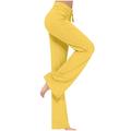 Mrat Womens Plus Size Pants Full Length Pants Ladies Loose High Waist Wide Leg Pants Workout Out Leggings Casual Trousers Yoga Gym Pants Pants For Female Graphic Yellow L