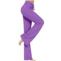 Mrat Pants For Women Graphic Full Length Pants Ladies Loose High Waist Wide Leg Pants Workout Out Leggings Casual Trousers Yoga Gym Pants Pants For Female Pockets Purple L