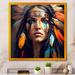 Dakota Fields Colorful Native American Woman VII - Graphic Art on Canvas in Black/Blue/Brown | 24 H x 24 W x 1 D in | Wayfair