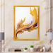 Ivy Bronx White & Gold Fusion II - Graphic Art on Canvas Metal in Indigo/White/Yellow | 32 H x 16 W x 1 D in | Wayfair