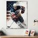 Red Barrel Studio® Hockey Player on Ice II - Graphic Art on Canvas Metal in Blue/Red/White | 32 H x 24 W x 1 D in | Wayfair