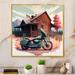 August Grove® Motorcycle Parked At The Cabin V - Transportation Canvas Wall Art Canvas in Blue/Brown/Gray | 30 H x 30 W x 1 D in | Wayfair
