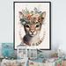 Indigo Safari Cute Baby Cat w/ Floral Crown II - Animals Canvas Wall Art Canvas in Brown/Green/White | 20 H x 12 W x 1 D in | Wayfair