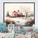 August Grove® Calm Red Barn In Winter V - Farmhouse/Country Canvas Wall Art Metal in Brown/Red/White | 16 H x 32 W x 1 D in | Wayfair