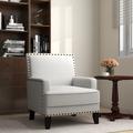 Armchair - Winston Porter 30.7" Wide Polyester Armchair Linen in White/Brown | 35.09 H x 30.7 W x 32.67 D in | Wayfair