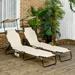 Arlmont & Co. Verville Outsunny Folding Chaise Lounge Pool Chairs, Outdoor Sun Tanning Chairs Metal in Brown | 11 H x 22 W x 74.8 D in | Wayfair