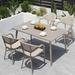 Bayou Breeze Akife Rectangular 4 - Person 51.18" Long Aluminum Outdoor Dining Set Metal/Wicker/Rattan in Gray | 62.99 W x 35.43 D in | Wayfair