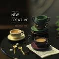 Hesroicy 1 Set Dollhouse Coffee Cup Realistic Alloy Miniature Teacup Saucer Spoon Set Model Ornament for Micro Landscape