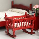 Hesroicy 1:12 Dollhouse Cradle High Saturation Decorating Simulated Handmade Good Craftsmanship Realistic Creative Dollhouse Miniature Wooden Nursery Cradle for Scene Props